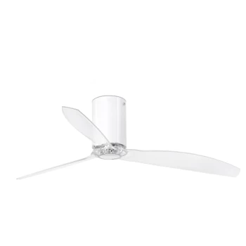 Mini Medium Ceiling Fan Clear, White Gloss - Optional LED Light Sold Separately