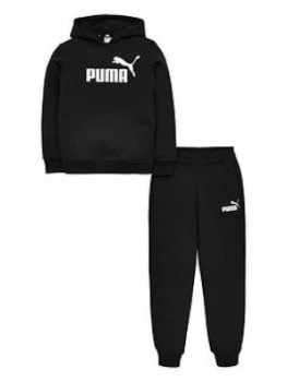 Puma Essentials Logo Hooded Sweat Suit - Black