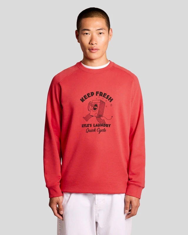 Image of Lyle & Scott Mens Chest Print Graphic Sweatshirt in Red