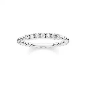 image of Thomas Sabo Sterling Silver White Stone Dot Ring EU 52 (UK L Jewellery