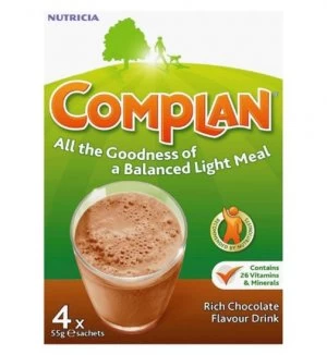 image of Complan Rich Chocolate Flavour Nutrition Drink 4 x 55g Sachets