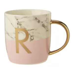 image of Bone China Marble/Pink R Alphabet Mug