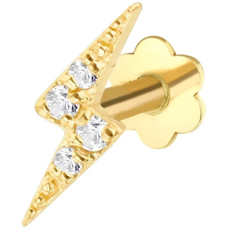 Image of Be You 9ct Gold Thunder with CZs Labret Stud Yellow Gold female One Size
