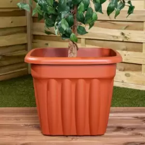 image of Wham Vista Terracotta Recycled Plastic Square Planter 49cm 4 Pack Garden & Outdoor