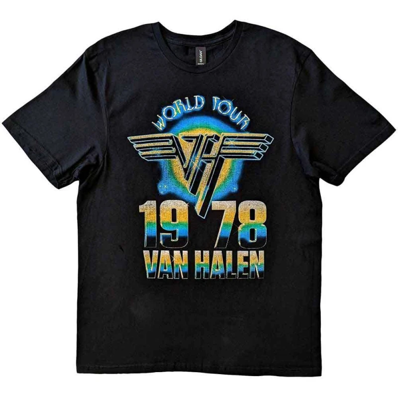 Image of Van Halen World Tour 1978 T Shirt Black unisex