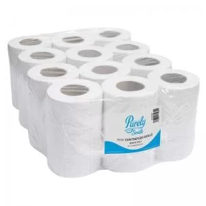 Image of ValueX Mini Centre Feed Roll 2 Ply 60m White Pack 12 PS1204 87767TC