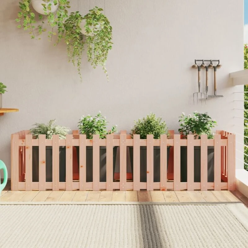 Image of vidaXL Garden Raised Bed w/ Fence Design 200x50x50 cm, Brown 832510