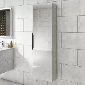 Image of Concrete Effect Mirrored Wall Mounted Tall Bathroom Cabinet 400mm - Sion