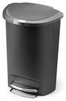 Image of simplehuman 50 Litre Plastic Semi Round Pedal Bin Grey