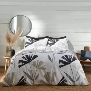 Image of Alma Abstract Floral Print Easy Care Reversible Duvet Cover Set, Natural, King - Fusion