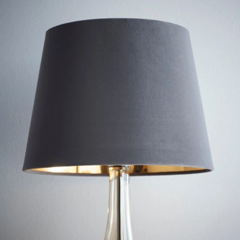 Image of K Living Grey Velvet Empire Shade For Ceiling And Table Lamp 14" Shade