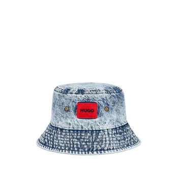 Image of Hugo Red Patch Bucket Hat Mens - Blue