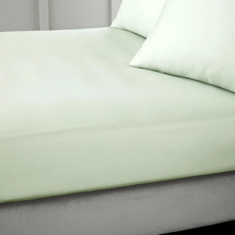 Image of Bianca 400 Thread Count Cotton Sateen Fitted Sheet Green unisex Double