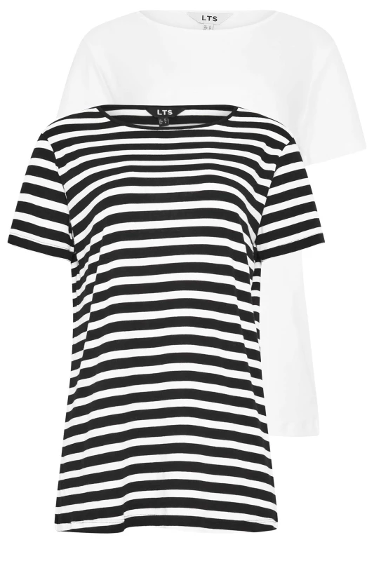 Image of Long Tall Sally Womens Tall 2 Pack Short Sleeve T-Shirts in Black Size: 18 Black Female 18