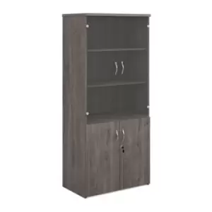 Image of Universal combination unit with glass upper doors 1790mm high with 4 shelves - grey oak