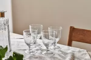 image of Nkuku Yala Hammered Wine Glass Set Of 4 Glassware Clear