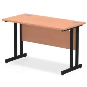 Image of Impulse 1200 x 600mm Straight Desk Beech Top Black Cantilever Leg