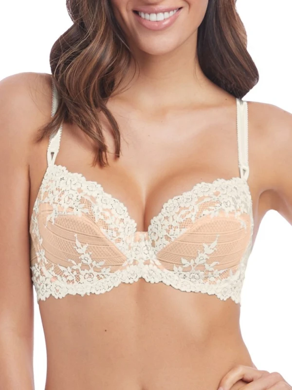 Image of Wacoal Womens Embrace Lace Underwire Bra in Beige Size: 34E Beige Female 34E