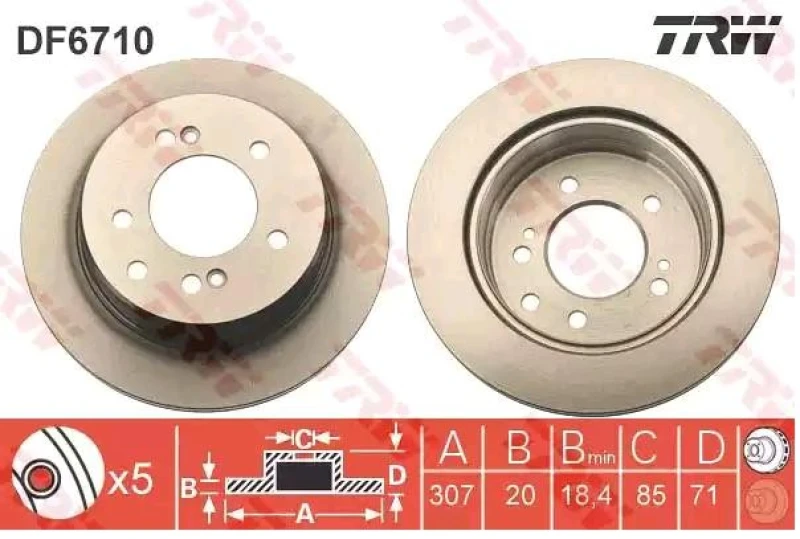 Image of Brake disc TRW DF6710