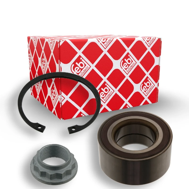 Image of FEBI BILSTEIN 39828 Wheel bearing kit with axle nut, Rear Axle Right, with retaining ring Wheel Bearing Kit (654)