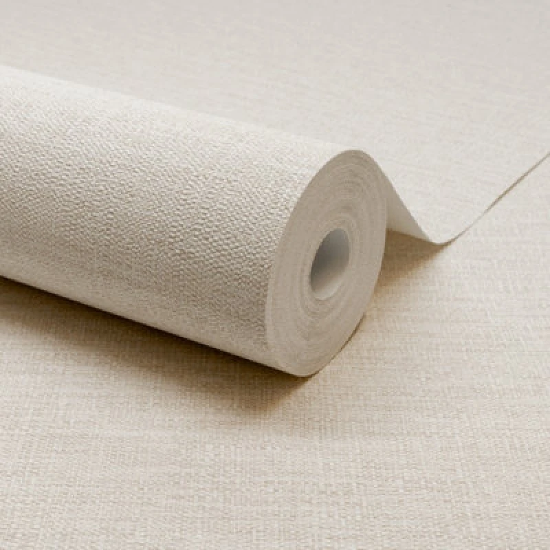 Image of Grandeco Telma Slubbed Fabric Hessian Textured Luxury Wallpaper Cream