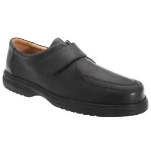 Image of Roamers Mens Superlite Wide Fit Touch Fastening Leather Shoes (10 UK) (Black)
