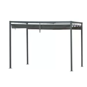 Image of Outsunny 3 X 2M Metal Pergola Gazebo Patio Sun Shelter Retractable Canopy - Grey