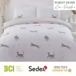 Image of Rapport Home Leopard Natural Double Duvet Cover Set Reversible Recycled Polycotton Bedding Bed Set - Multi