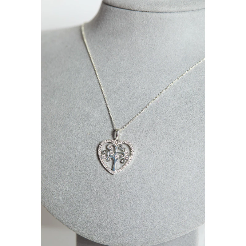 Image of Simply Silver Sterling Silver 925 Tree Of Love Heart Pendant Silver