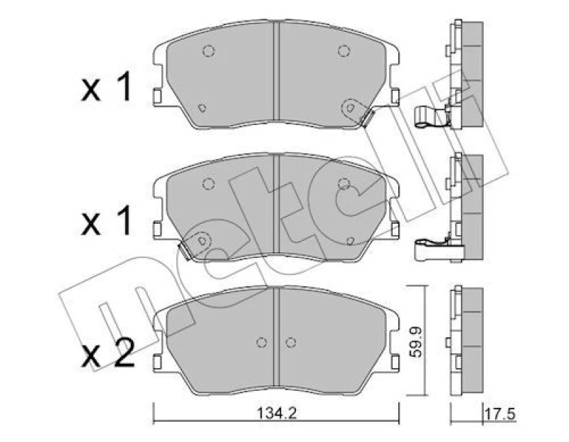 Image of METELLI Brake pad set METELLI 22-1305-0