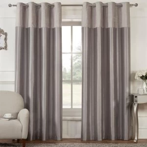 Image of Linens and Lace Chenille Top Curtains - Pewter