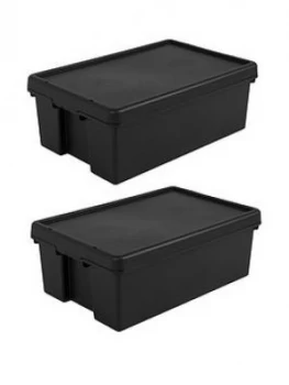 image of Wham Set Of 2 Heavy Duty Recycled Plastic Storage Boxes ; 36 Litres Each