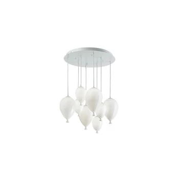 image of Ideal Lux Clown - 8 Light Medium Balloon Cluster Pendant White, G9