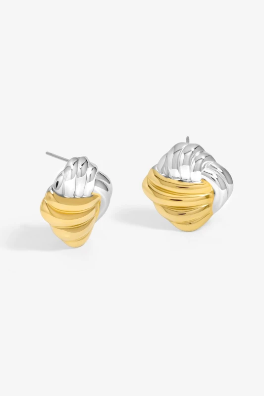 Image of Jon Richard Womens Two Tone Ridge Stud Earrings in Silver Silver Female One Size