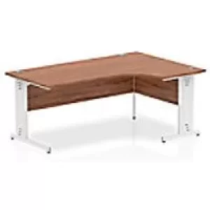 Image of Dynamic Radial Left Hand Crescent Desk Walnut MFC Cable Managed Cantilever Leg White Frame Impulse 1800/1200 x 600/800 x 730mm