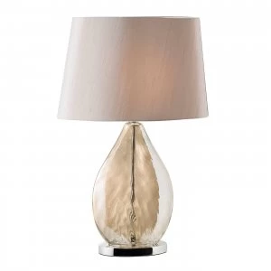 image of Table Lamp Gold Effect, Glass, Mink Silk Effect, E27