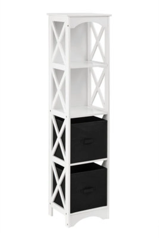 Image of Premier Housewares White Black Storage 2 Black Box Drawers Storage Unit White