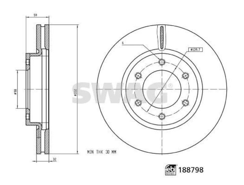 Image of Brake disc SWAG 33 11 0892