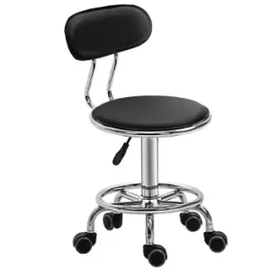 Image of Homcom Salon Hairdressing Swivel Stool Pu Faux Leather Black