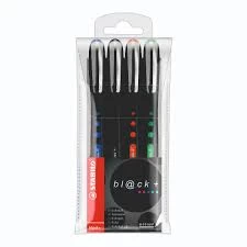 image of STABILO Bl@ck + Rollerball Pens Medium Tips Assorted Colours 4 pack