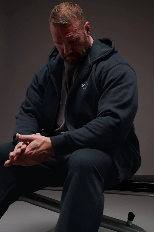Image of BadRhino BadRhino Men 'Rest Day' Zip Through Hoodie in Dark Navy Size: large Dark Navy L Male 5063589187369
