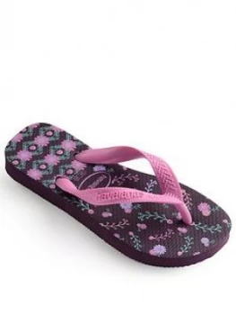 Image of Havaianas Girls Flores Flip Flop - Purple