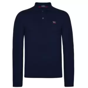 image of PAUL AND SHARK Basic Long Sleeved Polo Shirt - Blue