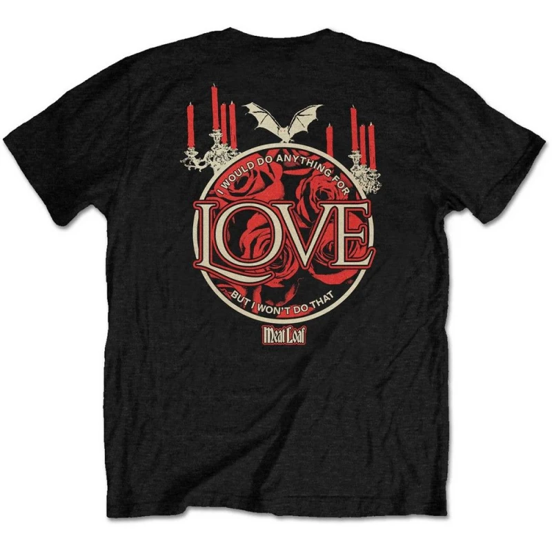 Image of Meat Loaf Mens Roses Cotton T-Shirt in Black Size: Medium Black Male M