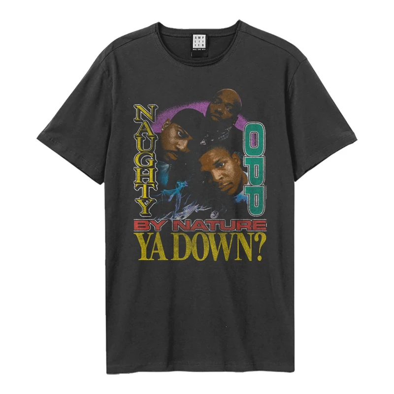 Image of Amplified Amplified Men Hip Hop Hooray Naughty By Nature T-Shirt in Charcoal Size: X-Small Charcoal XS Male 5063750848433
