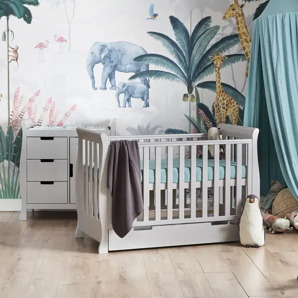 Image of Obaby Stamford Mini Sleigh 2 Piece Room Set - Warm Grey