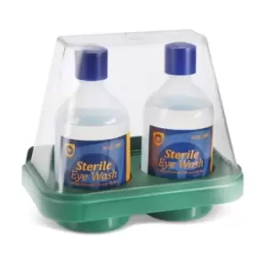 image of 2 X Eyewash Bottles with Double Wall Mount Stand