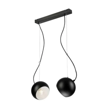 Image of Lamkur Lighting - Inez Bar Pendant Ceiling Light Black, 2x E27