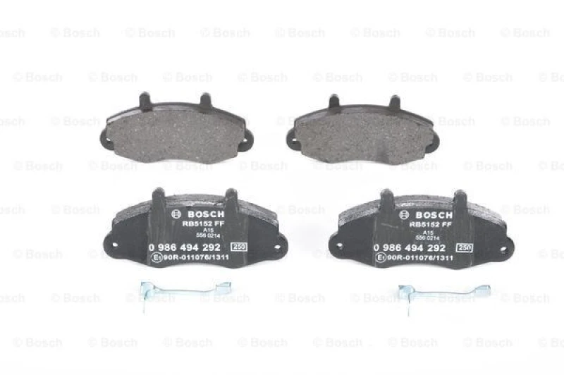 Image of Bosch 0 986 494 292 Brake pad set incl. wear warning contact, with spring Low-Metallic Brake Pad Set,disc brake (402)