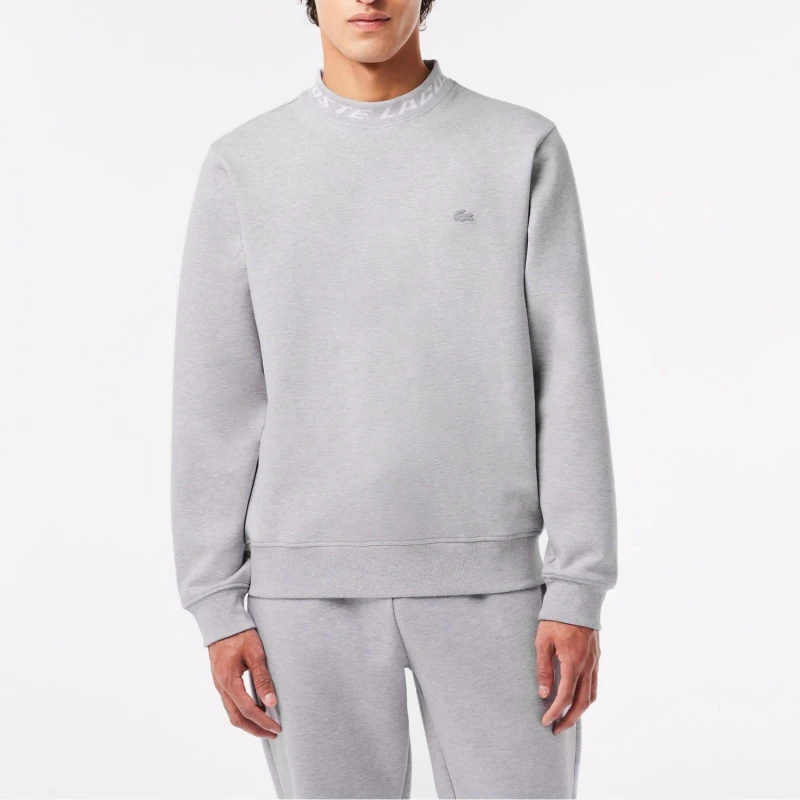 Image of Lacoste Double Sided Logo Collar Sweatshirt - Grey Grey XS